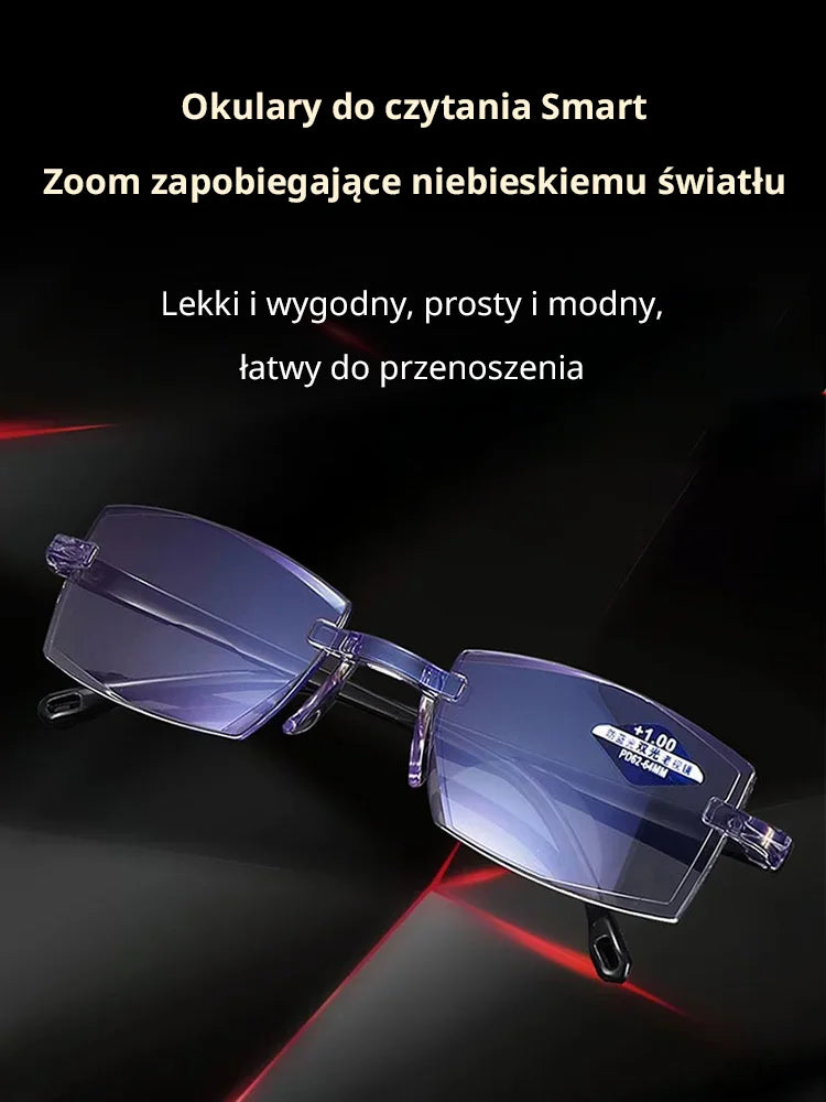 Automatyczne okulary do czytania z funkcją powiększania i filtrem światła niebieskiego